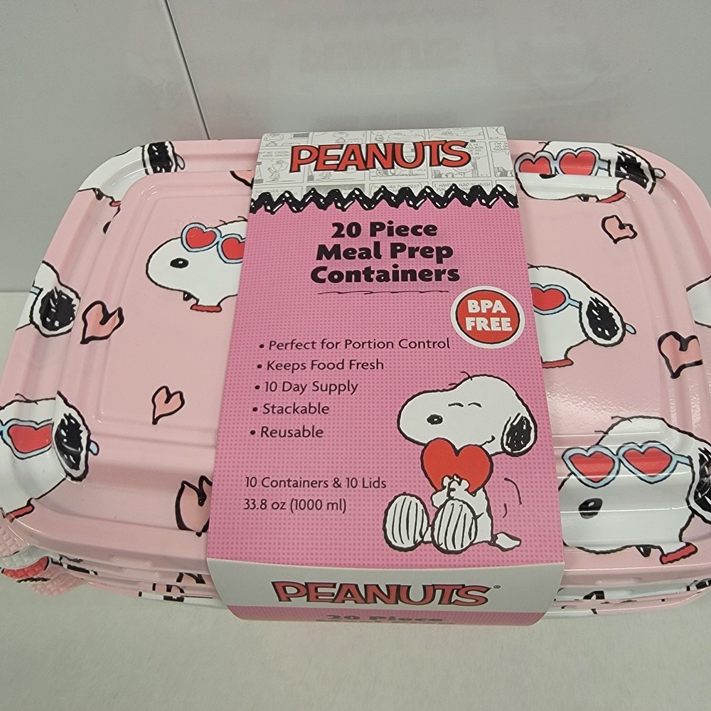 Peanuts Snoopy Valentine's Day Hearts 20 Piece Meal PreP Food Storage Containers